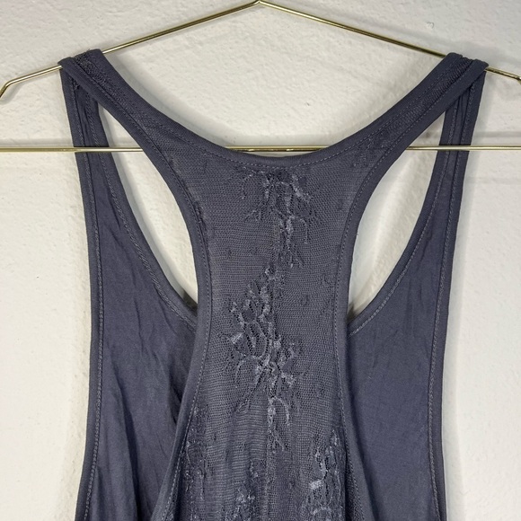 Active Basic Women's Gray Lace Racerback Tank Top Small Flowy Boho Chic - Picture 10 of 15